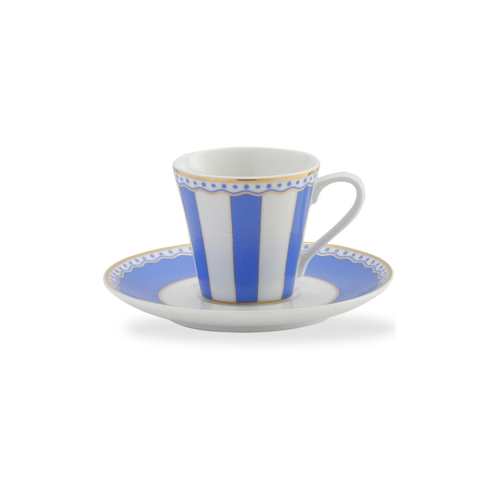 Чашка кофейная с блюдцем 90мл "Карнавал" (синяя полоска) п/к, Фарфор, Noritake, Япония