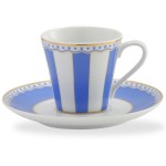 Чашка кофейная с блюдцем 90мл "Карнавал" (синяя полоска) п/к, Фарфор, Noritake, Япония