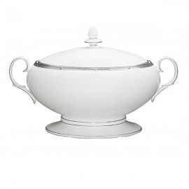 Блюдо для горячего с крышкой 2,5л "Рочель, платиновый кант", Фарфор костяной, Noritake, Япония