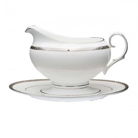 Соусник с подставкой 300мл "Рочель, платиновый кант", Фарфор костяной, Noritake, Япония