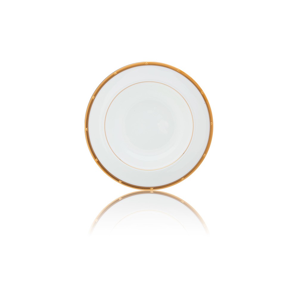 Тарелка суповая 21,5см "Рочель, золотой кант", Фарфор костяной, Noritake, Япония