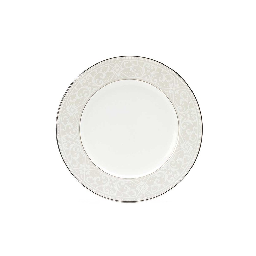 Тарелка закусочная 21см "Монтвейл, платиновый кант", Фарфор костяной, Noritake, Япония