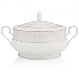 Блюдо для горячего с крышкой 2,5л "Монтвейл, платиновый кант", Фарфор костяной, Noritake, Япония