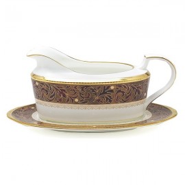 Соусник с подставкой 300мл "Ксавьер, золотой кант", Фарфор костяной, Noritake, Япония