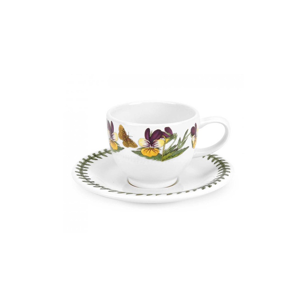 Чашка для эспрессо с блюдцем Portmeirion "Ботанический сад. Фиалка трехцветная" 100мл, Фаянс, Portmeirion, Великобритания
