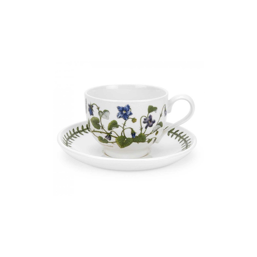 Чашка чайная с блюдцем Portmeirion "Ботанический сад. Фиалка" 200мл, Фаянс, Portmeirion, Великобритания