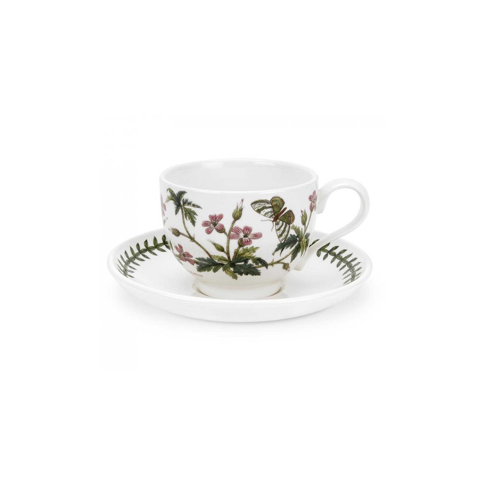 Чашка чайная с блюдцем Portmeirion "Ботанический сад. Герань" 280мл, Фаянс, Portmeirion, Великобритания