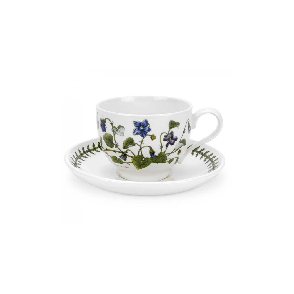 Чашка чайная с блюдцем Portmeirion "Ботанический сад. Фиалка" 280мл, Фаянс, Portmeirion, Великобритания