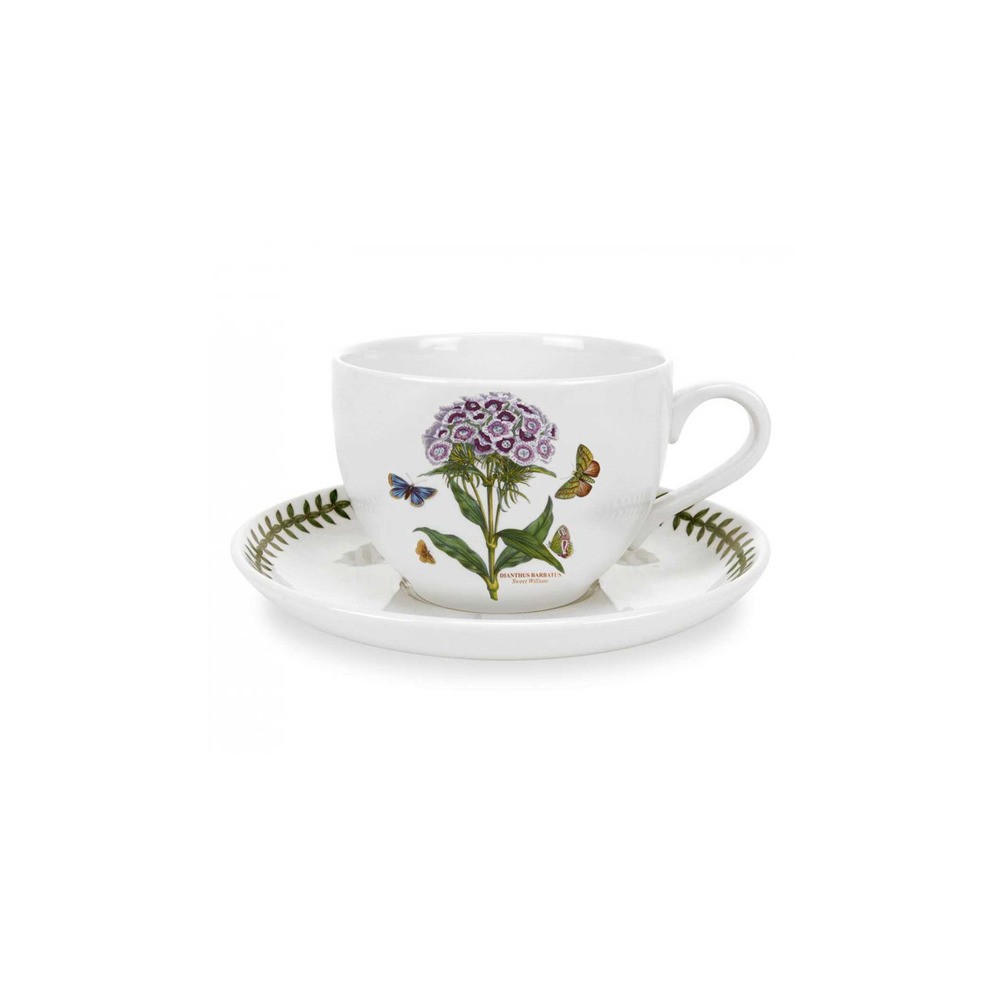 Чашка для завтрака с блюдцем Portmeirion "Ботанический сад. Гвоздика турецкая" 500мл, Фаянс, Portmeirion, Великобритания