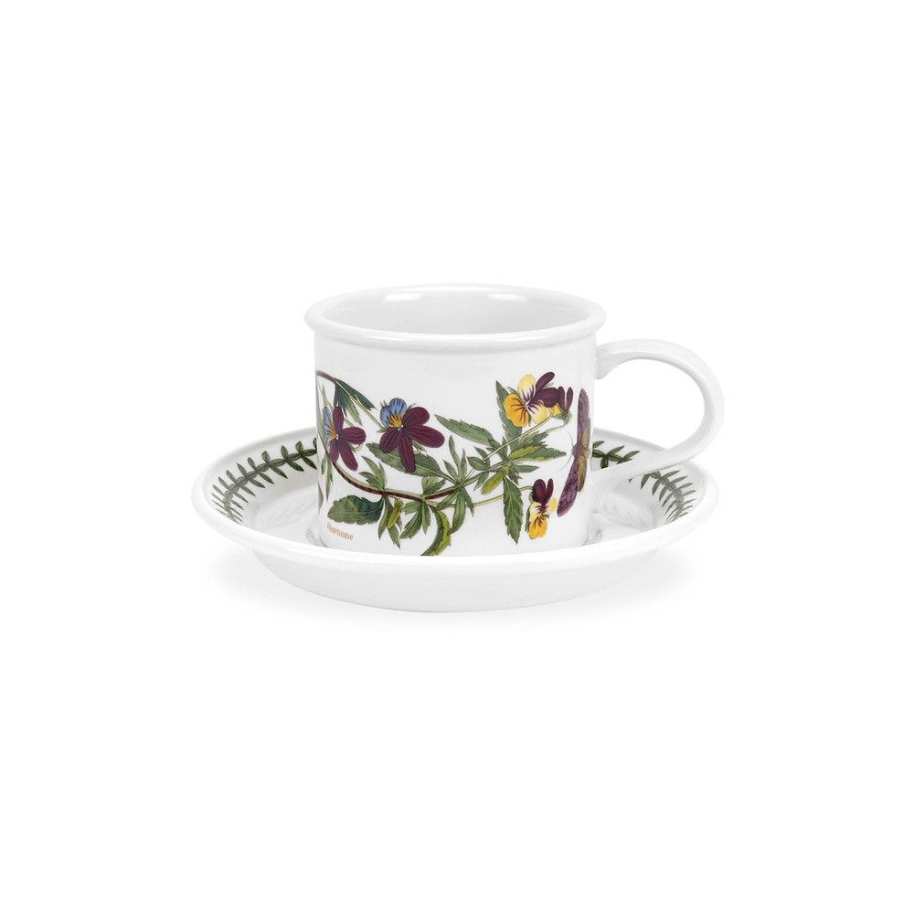 Чашка для мокко с блюдцем Portmeirion "Ботанический сад. Фиалка трехцветная" 100мл, Фаянс, Portmeirion, Великобритания