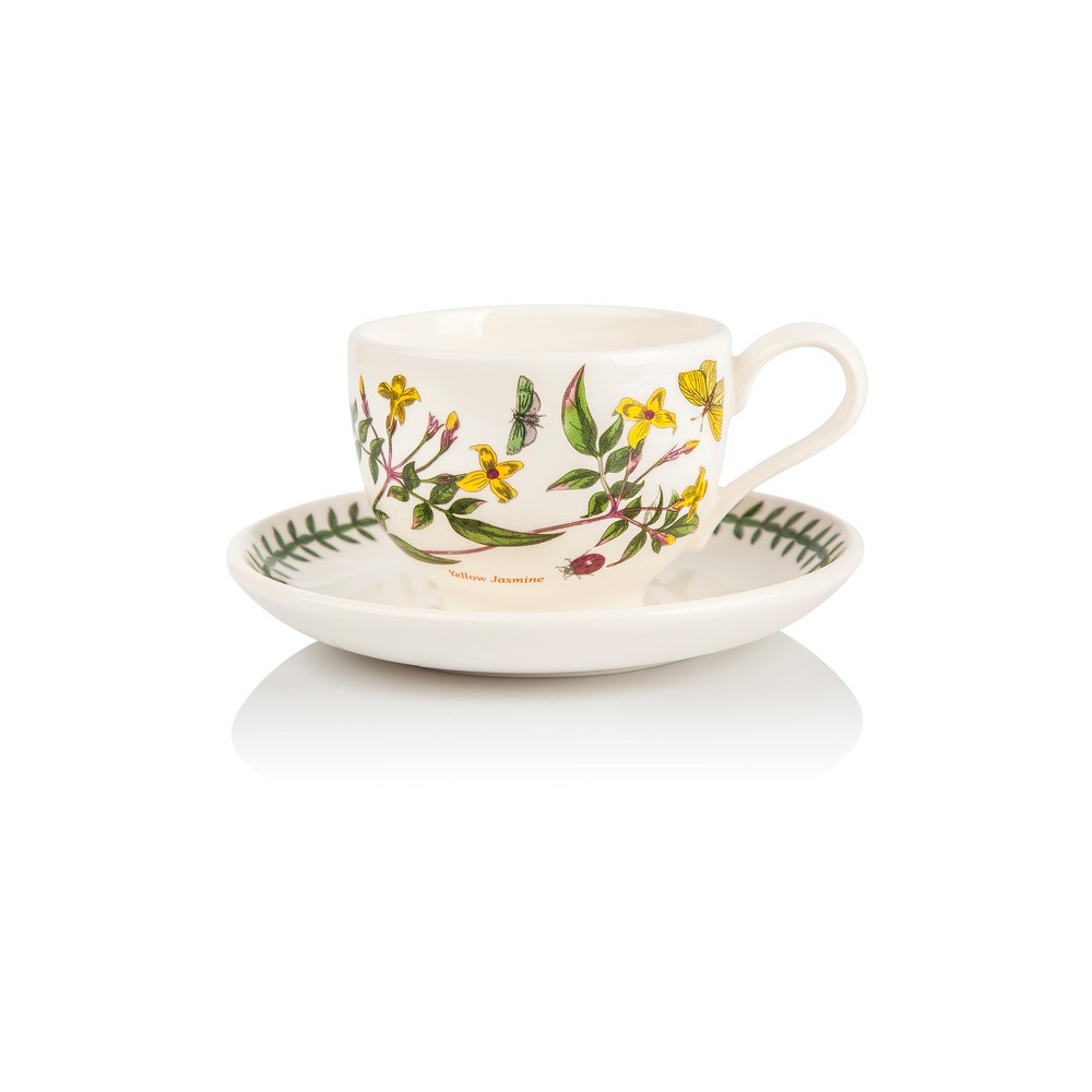Чашка чайная с блюдцем Portmeirion "Ботанический сад. Желтый жасмин" 200мл, Фаянс, Portmeirion, Великобритания