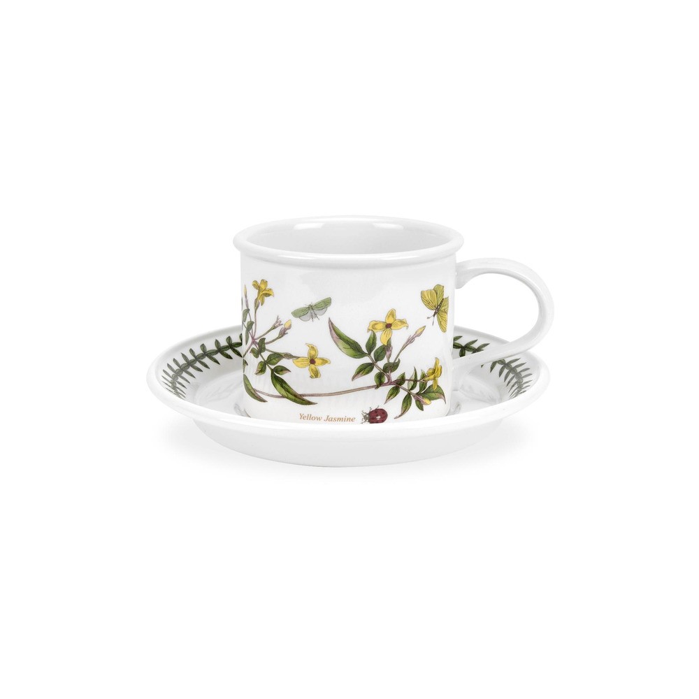 Чашка для завтрака с блюдцем Portmeirion "Ботанический сад. Желтый жасмин" 260мл, Фаянс, Portmeirion, Великобритания