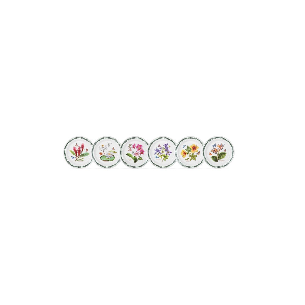 Набор тарелок пирожковых Portmeirion "Ботанический сад. Экзотические цветы" 18см, 6 шт, Фаянс, Portmeirion, Великобритания