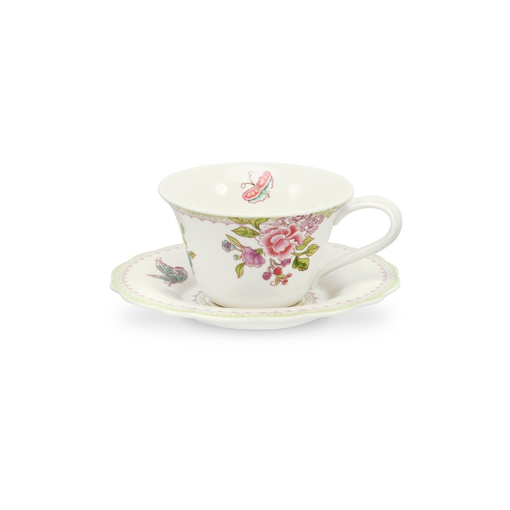 Чашка чайная с блюдцем Portmeirion "Фарфоровый сад. Сандерсон" 280мл, Твёрдый фарфор, Portmeirion, Великобритания