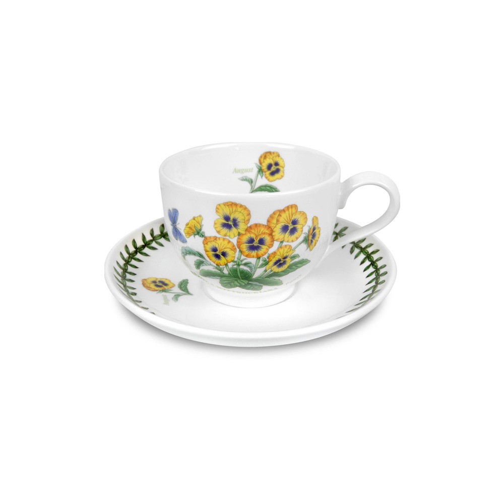 Чашка с блюдцем  Portmeirion "Ботанический сад. Анютины глазки" 200мл (Август), Фаянс, Portmeirion, Великобритания