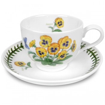 Чашка с блюдцем  Portmeirion "Ботанический сад. Анютины глазки" 200мл (Август), Фаянс, Portmeirion, Великобритания