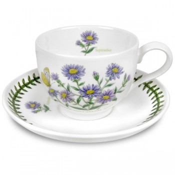 Чашка с блюдцем  Portmeirion "Ботанический сад. Астра" 200мл (Сентябрь), Фаянс, Portmeirion, Великобритания