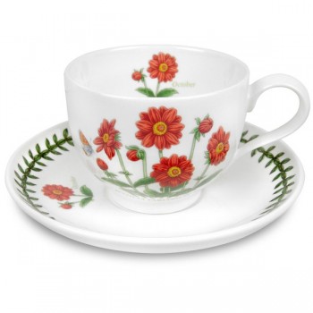 Чашка с блюдцем  Portmeirion "Ботанический сад. Георгин"200мл (Октябрь), Фаянс, Portmeirion, Великобритания