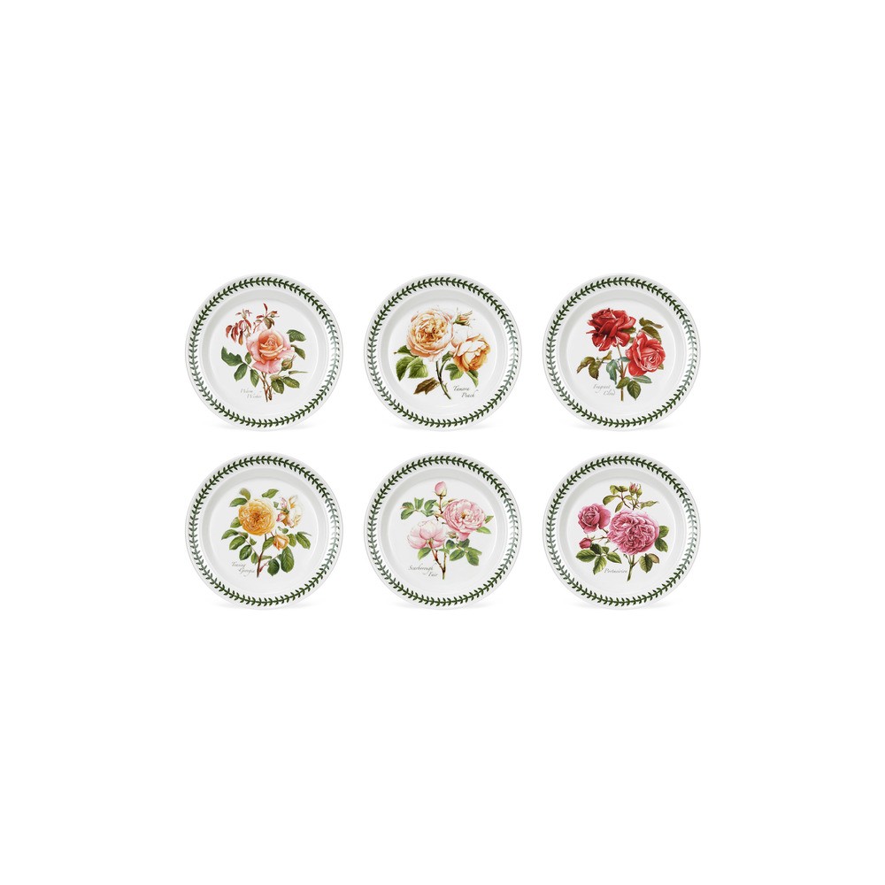 Набор тарелок закусочных Portmeirion "Ботанический сад. Розы" 20 см, 6 шт, Фаянс, Portmeirion, Великобритания