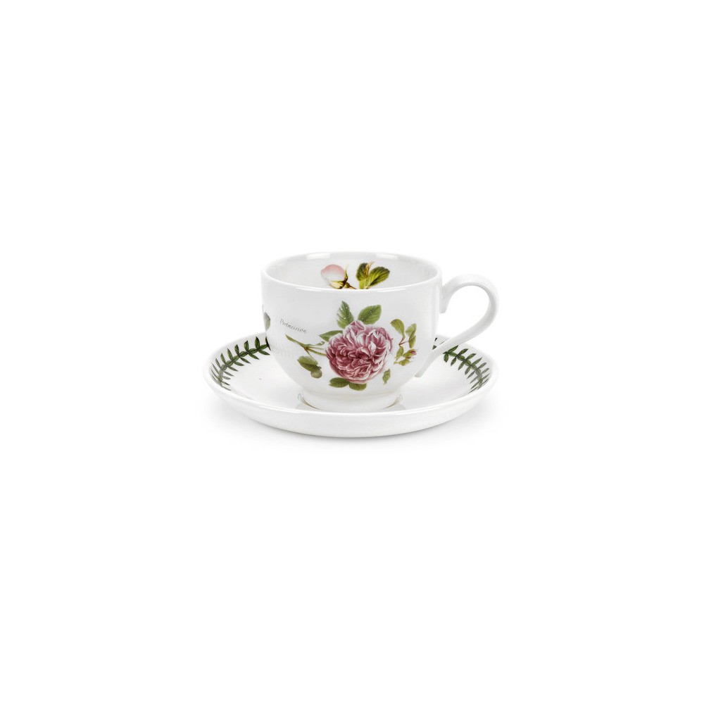 Чашка чайная с блюдцем Portmeirion "Ботанический сад. Розы. Портмейрион роза" 200мл, Фаянс, Portmeirion, Великобритания