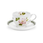 Чашка чайная с блюдцем Portmeirion "Ботанический сад. Розы. Скаборо, розовая роза" 200мл, Фаянс, Portmeirion, Великобритания