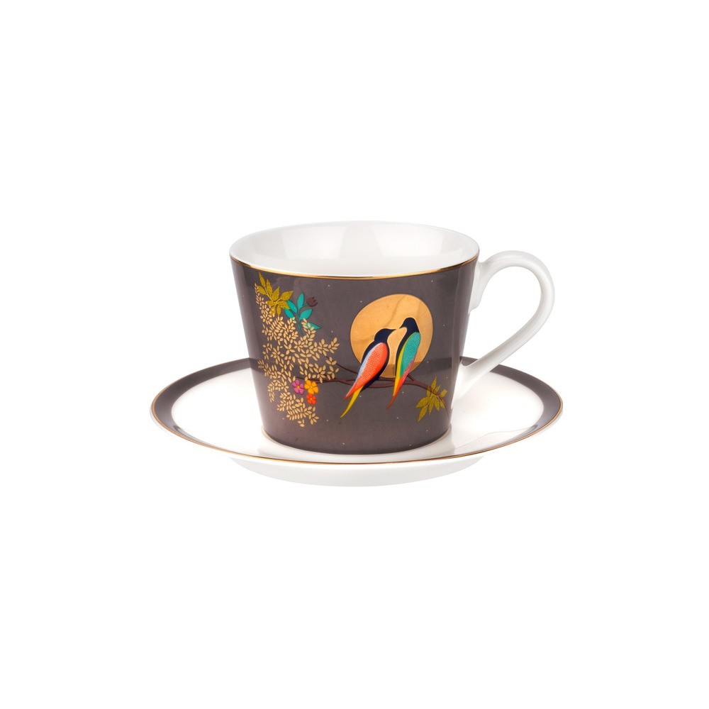 Чашка чайная с блюдцем Portmeirion "Сара Миллер.Челси" 200мл(темно-серая), Фарфор, Portmeirion, Великобритания