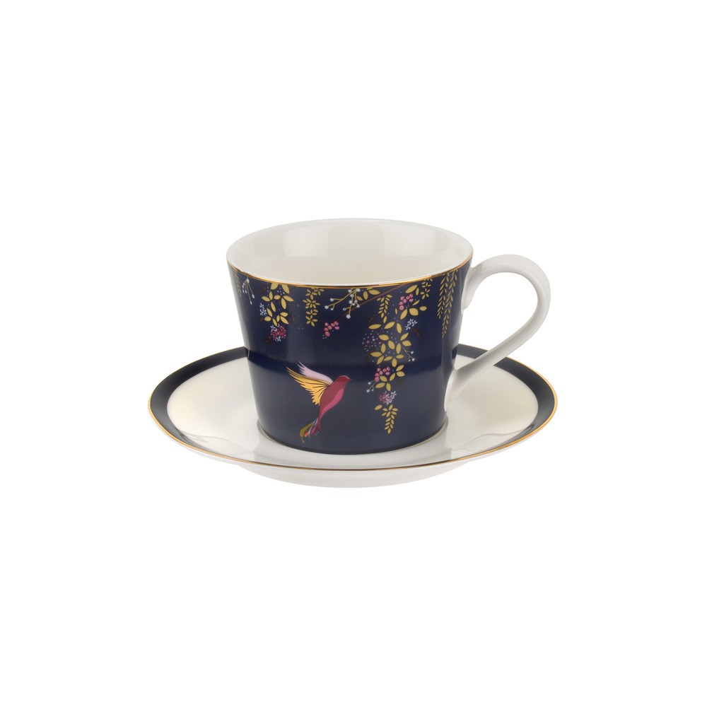 Чашка чайная с блюдцем Portmeirion "Сара Миллер. Челси" 200мл (темно-синяя), Фарфор, Portmeirion, Великобритания