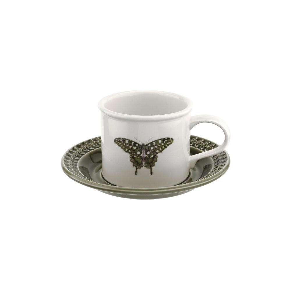 Чашка чайная с блюдцем Portmeirion "Ботанический сад. Гармония" 260мл (зеленое блюдце), Керамика, Portmeirion, Великобритания