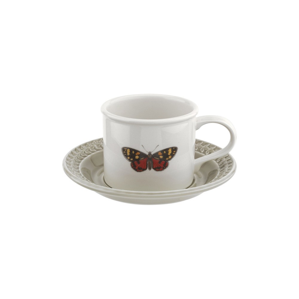 Чашка чайная с блюдцем Portmeirion "Ботанический сад. Гармония" 260мл (серое блюдце), Керамика, Portmeirion, Великобритания