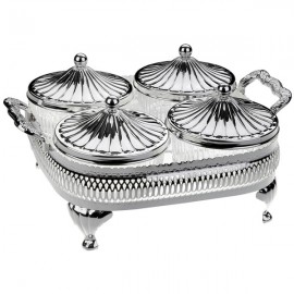 Менажница четырехсекц-я с крышками Queen Anne 26х21см, Сталь нержавеющая, Queen Anne, Великобритания