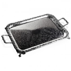 Поднос прямоугольный с ручками на ножках Queen Anne 63х34см, Сталь нержавеющая, Queen Anne, Великобритания