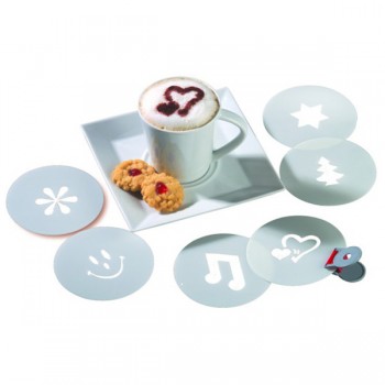 Набор шаблонов с рисунками для кофе Birkmann "Капучино" 9,5см, 6 шт, Силикон, RBV Birkmann, Германия