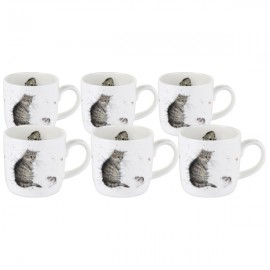Набор из 6 кружек 310мл "Кот и мышь", Фарфор костяной, Royal Worcester, Великобритания Набор из 6 кружек 310мл "Кот и мышь", Фарфор костяной, Royal Worcester, Великобритания