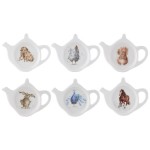 Набор из 6 подставок для чайных пакетиков 13см "Забавная фауна", Фарфор костяной, Royal Worcester, Великобритания