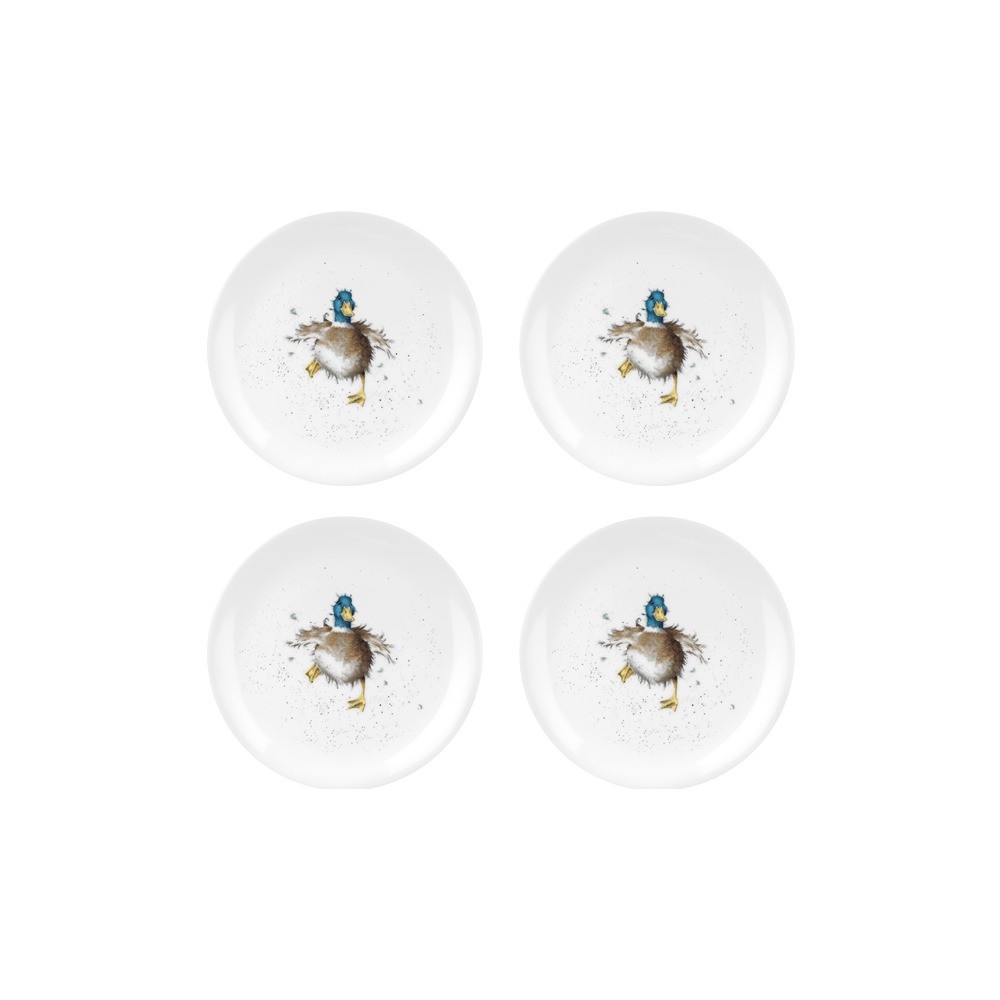 Набор из 4 тарелок закусочных 20см "Забавная фауна" "Утка", Фарфор костяной, Royal Worcester, Великобритания