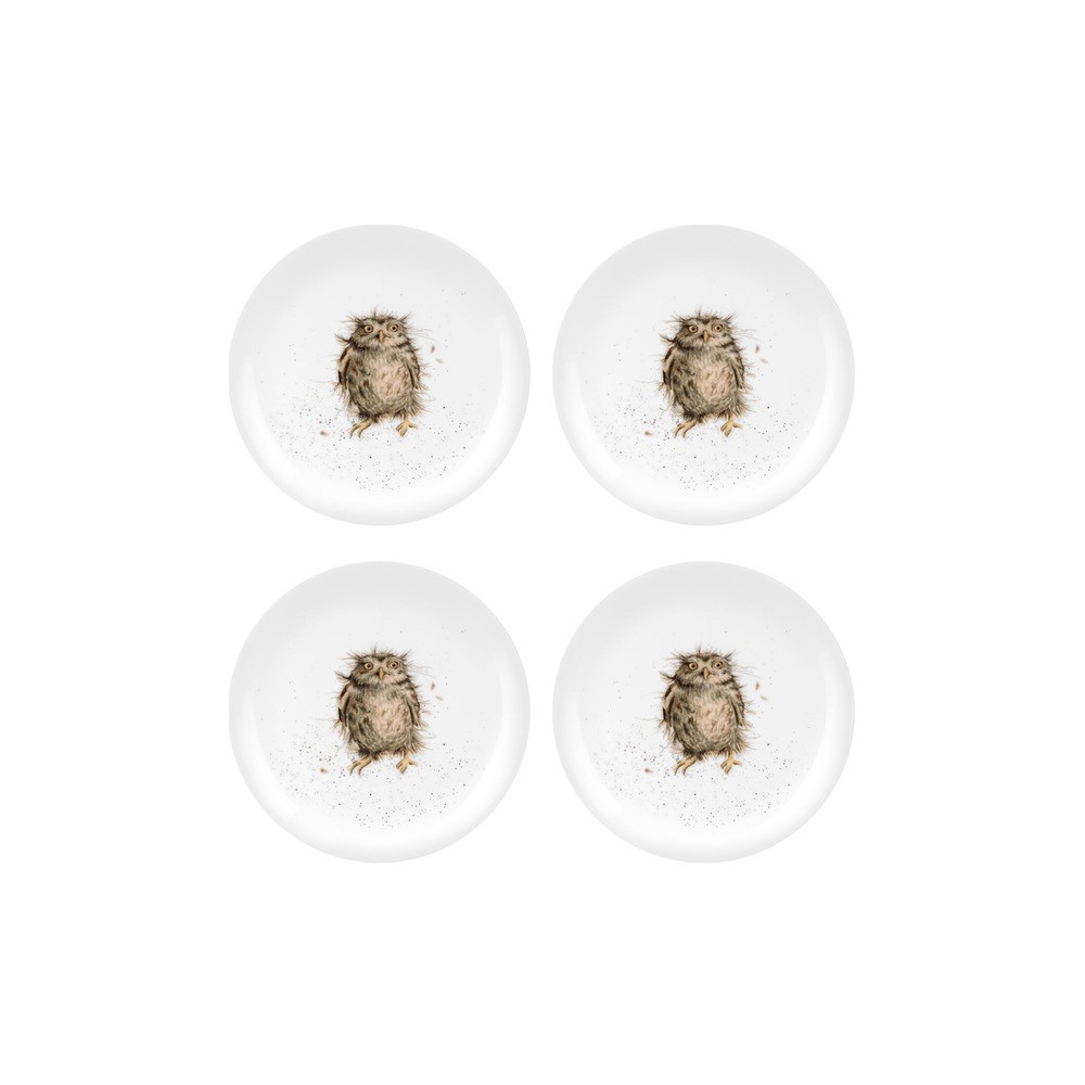 Набор из 4 тарелок закусочных 20см "Забавная фауна" "Сова", Фарфор костяной, Royal Worcester, Великобритания