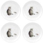 Набор из 4 тарелок закусочных 20см "Забавная фауна" "Кот и мышь", Фарфор костяной, Royal Worcester, Великобритания