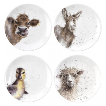 Набор из 4 десертных тарелок 16,5см "Забавная фауна", Фарфор, Royal Worcester, Великобритания