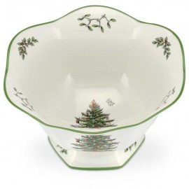 Чаша шестиугольная на ножке 20см "Рождественская ель", Фаянс, Spode, Великобритания
