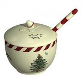 Баночка с крышкой и ложкой 11см "Рождественская ель", Фарфор, Spode, Великобритания
