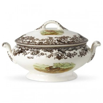 Блюдо для горячего с крышкой 23см "Английские охотничьи мотивы", Фаянс, Spode, Великобритания