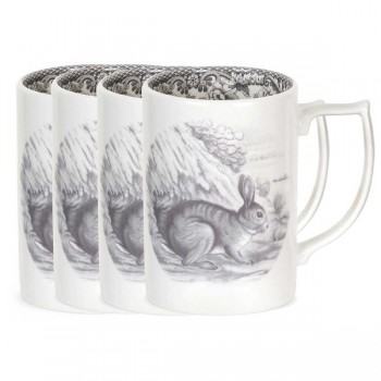 Набор из 4 кружек 350мл "Заяц" "Деламер, сельские мотивы", Фарфор, Spode, Великобритания