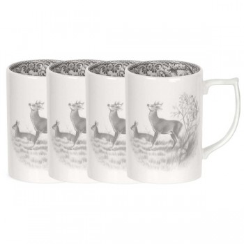 Набор из 4 кружек 350мл "Олень" "Деламер, сельские мотивы", Фарфор, Spode, Великобритания