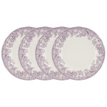 Набор из 4 обеденных тарелок 27см "Деламер, сельские мотивы" (розовых), Фаянс, Spode, Великобритания