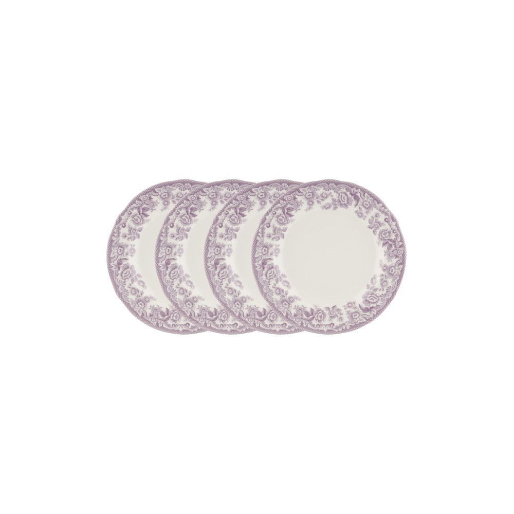 Набор из 4 пирожковых тарелок 15см "Деламер, сельские мотивы" (розовых), Фаянс, Spode, Великобритания