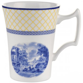 Кружка 280мл "Голубая Италия" (желтый борт), Фаянс, Spode, Великобритания