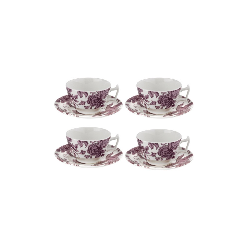 Набор чашек чайных с блюдцем Spode "Кинглсей", 200мл, 4шт (белые), Фаянс, Spode, Великобритания