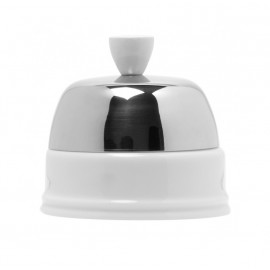 Сахарница, 280 мл, фарфор белый, зеркальная сталь, серия Salam, Guy Degrenne