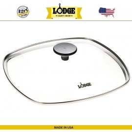 Крышка квадратная, 26 x 26 см, стекло жаропрочное, стальной обод, Lodge