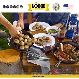 Сковорода чугунная со стеклянной крышкой, две ручки, D 30 см, Lodge